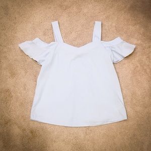 Light Blue Open Shoulder Top